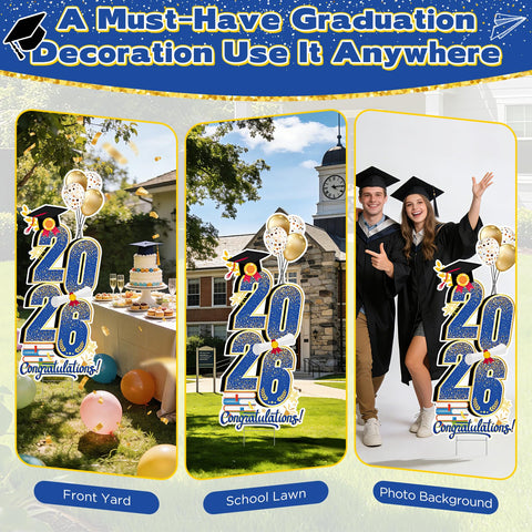 KOITHE graduation decor adapts to lawns, walls, fences, or doors.