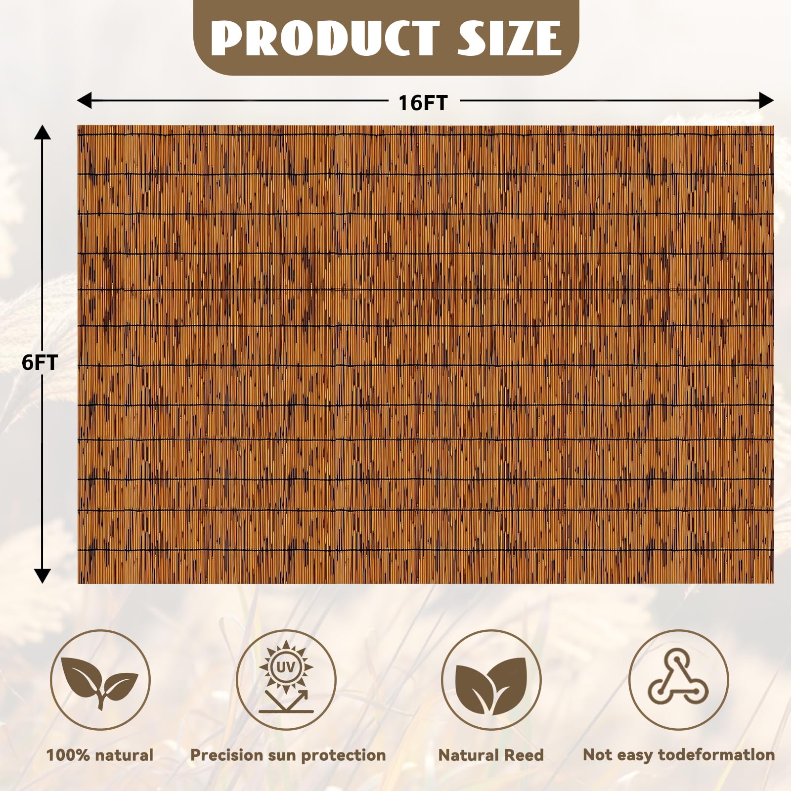 KOIUEYW decorative privacy screen in natural reed for patio ambiance.