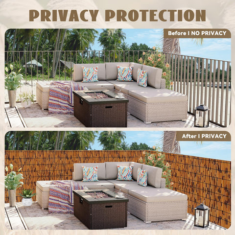 KOIUEYW indoor-outdoor privacy screen elevates balcony or patio decor.