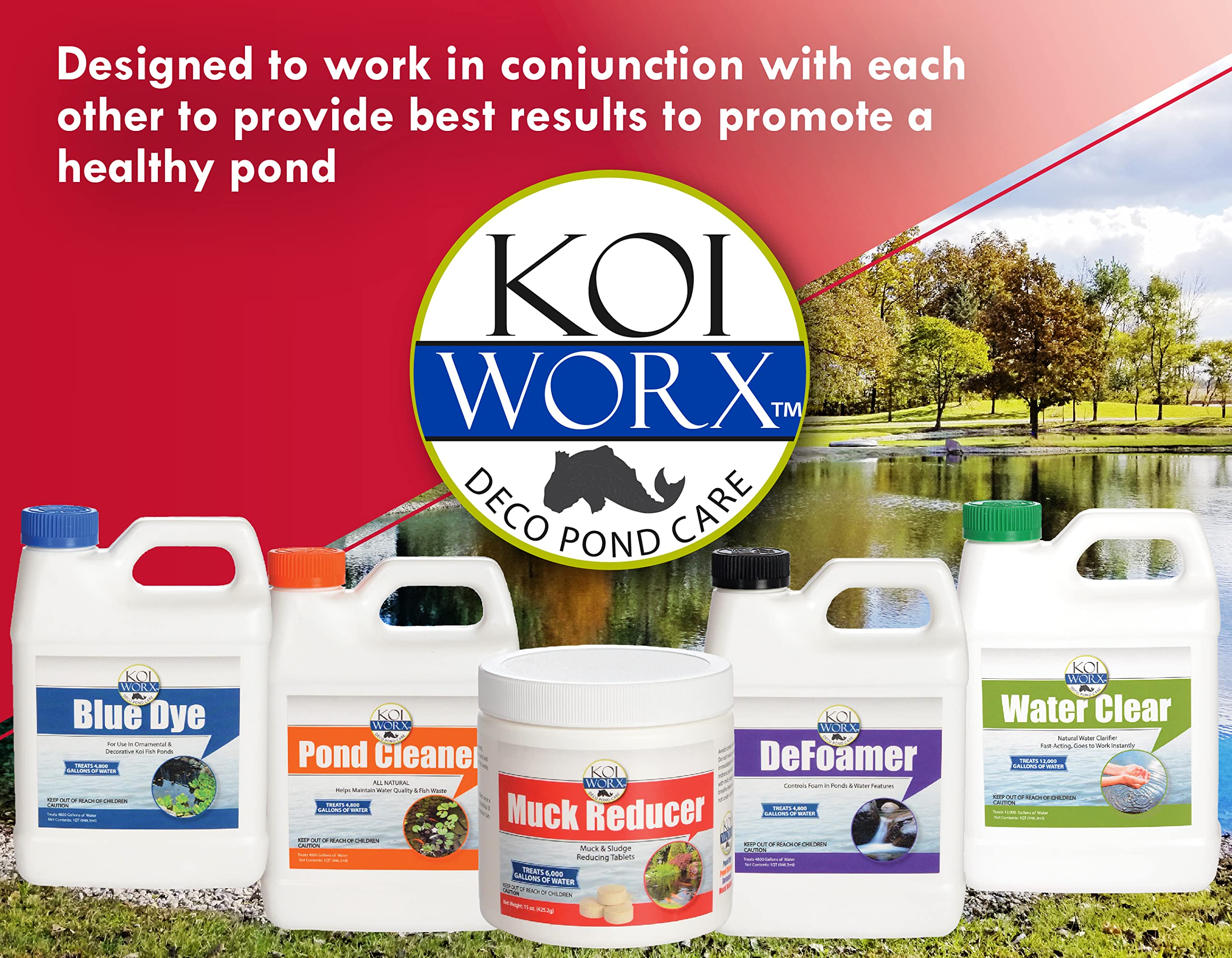 Koi Worx Muck Reducer versatile for koi ponds and water features.