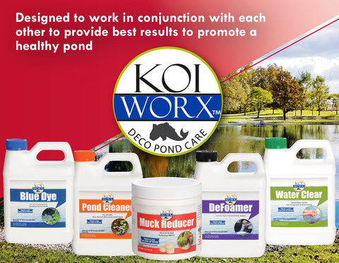 Koi Worx Muck Reducer versatile for koi ponds and water features.