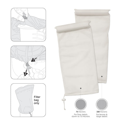Kokido replacement bag capacity demonstrates 1.72 gallons debris hold
