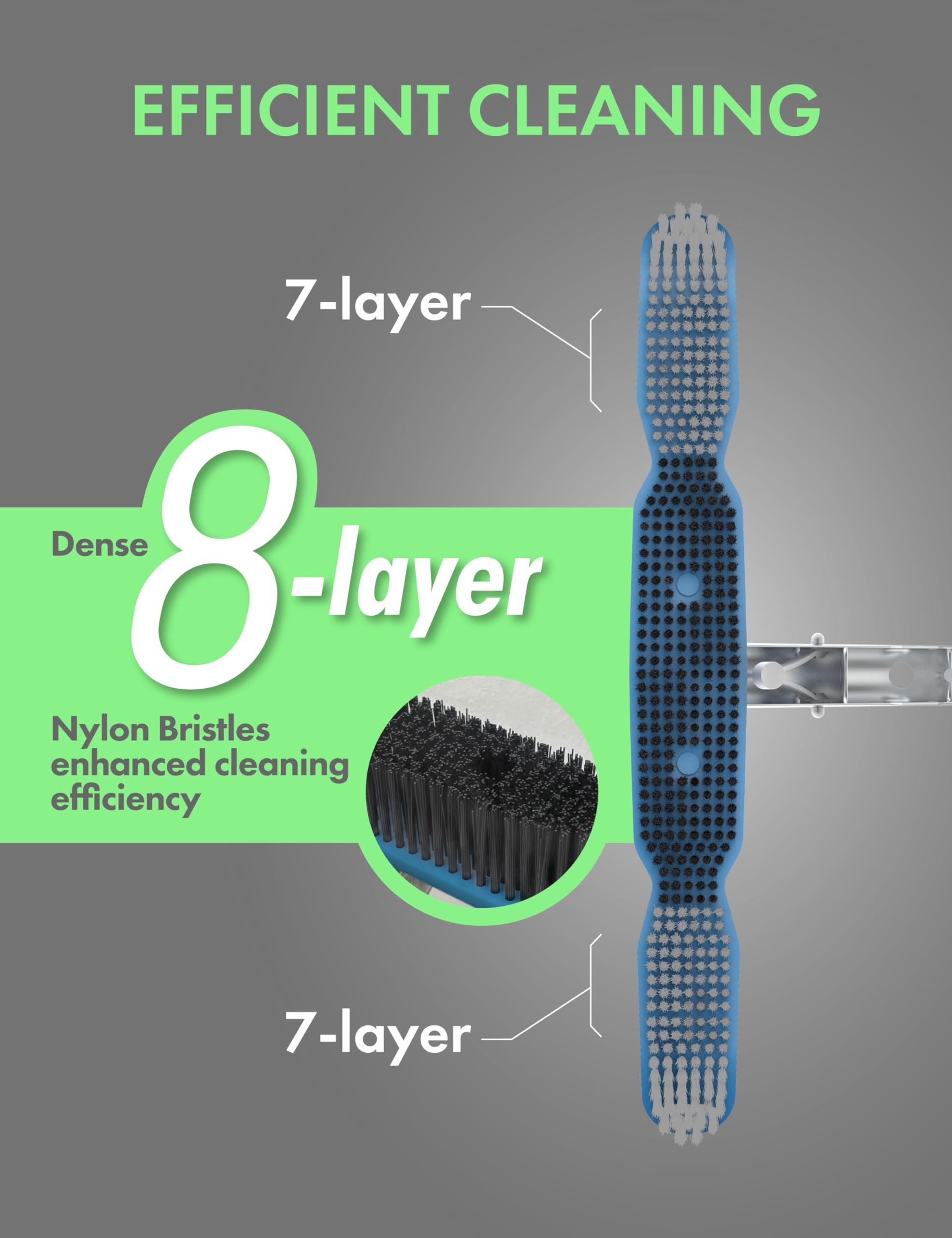 Kokido Kemano nylon bristles close-up show gentle, effective scrubbing power.