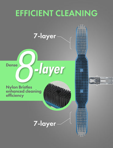 Kokido Kemano nylon bristles close-up show gentle, effective scrubbing power.
