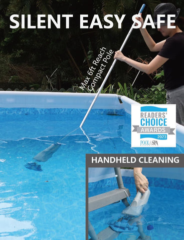 Kokido XV110 with 6ft pole extension to reach pool floor and stairs