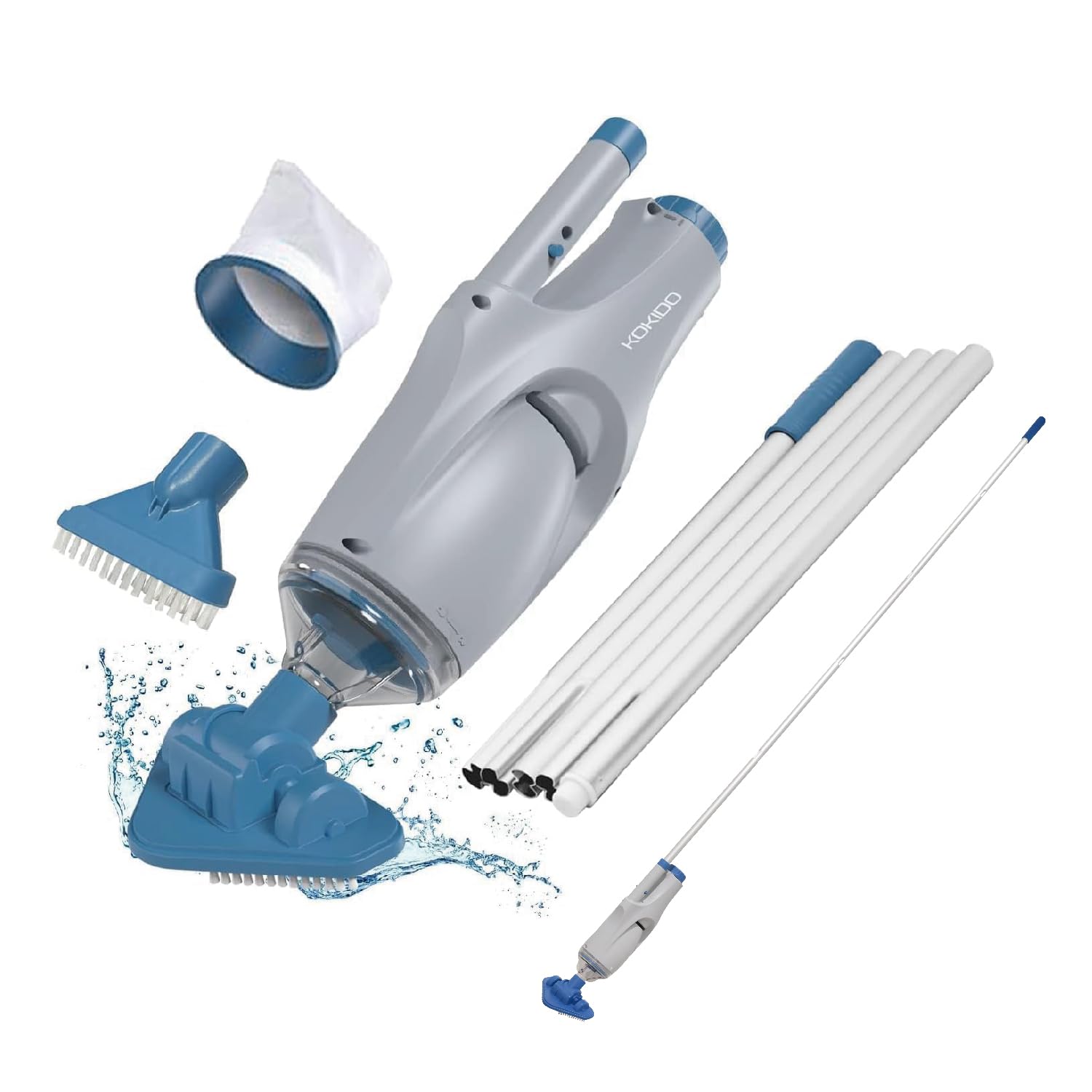 Kokido XV110 cordless handheld pool vacuum for easy above-ground pool cleaning