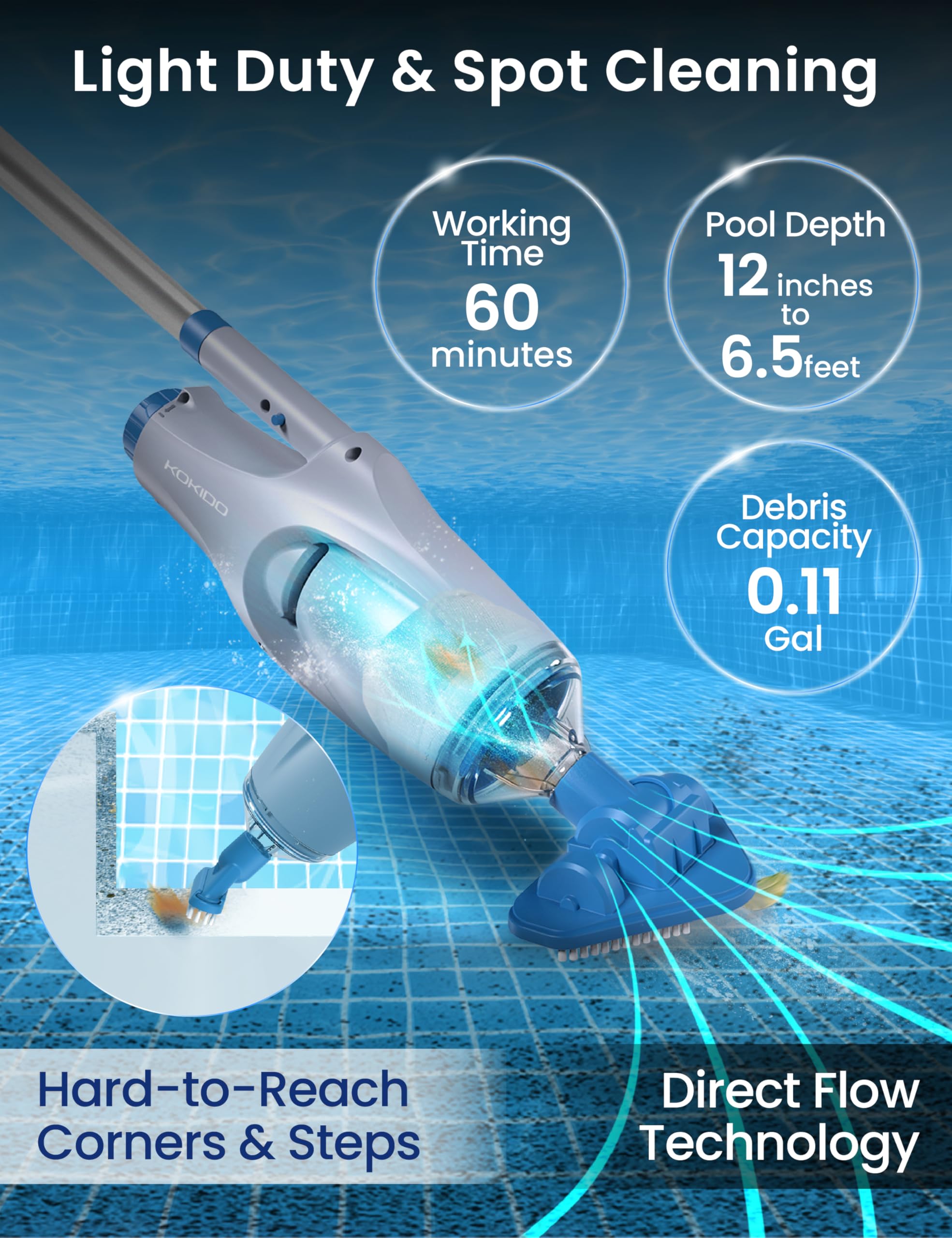 Kokido XV110 dual brush heads for versatile cleaning in corners