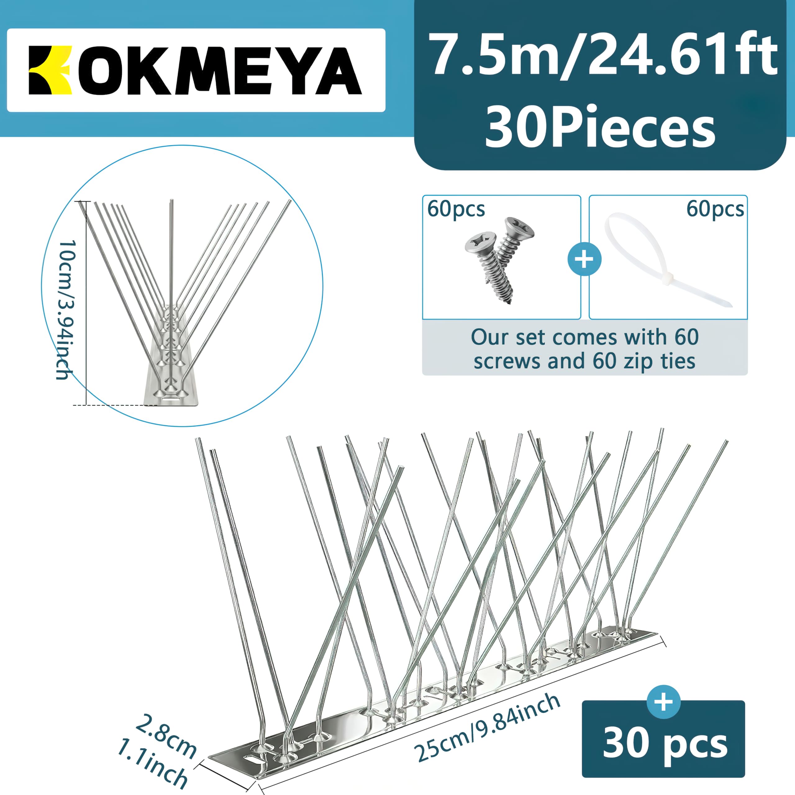 KOKMEYA bird spikes on window sill to protect against nesting.