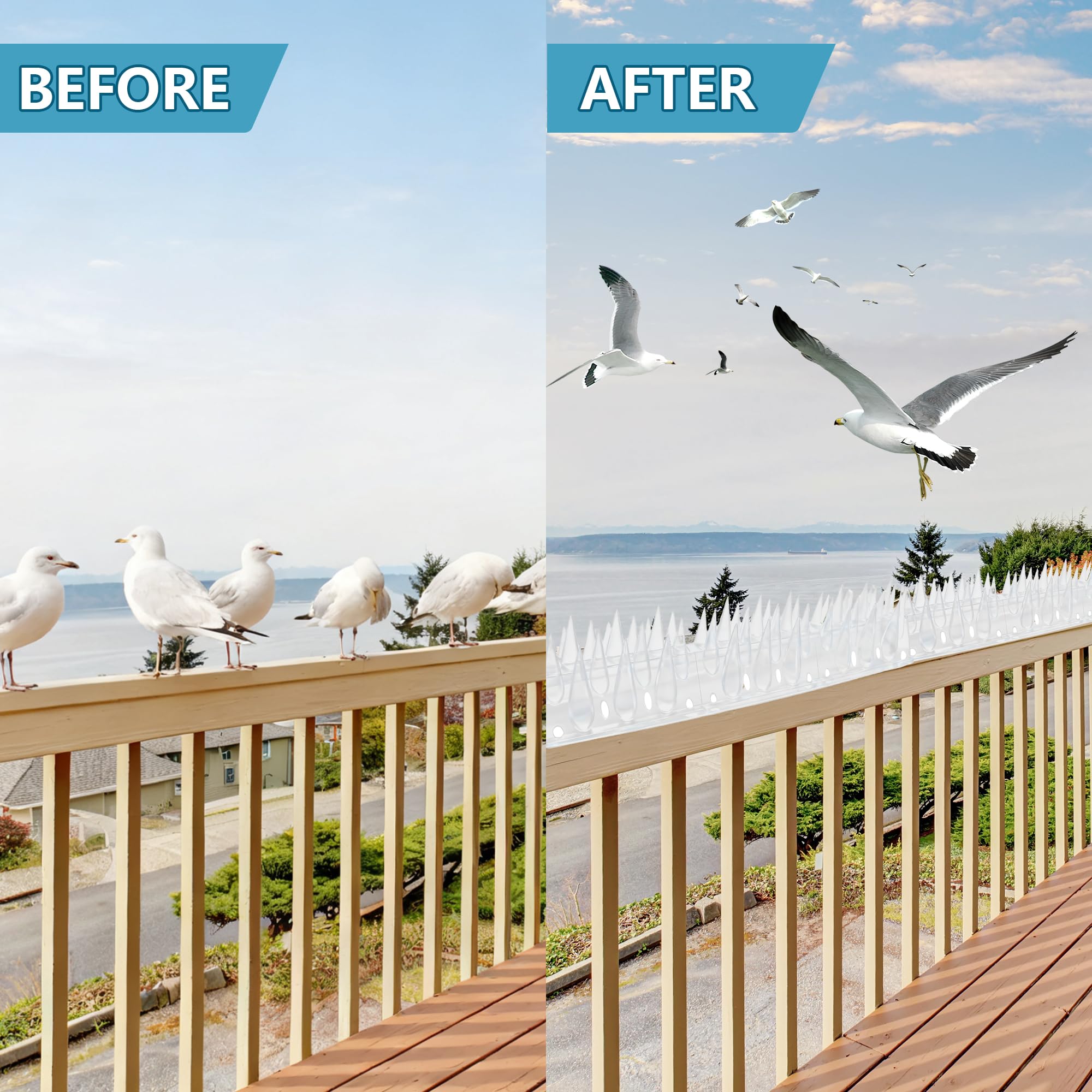 KOKMEYA adjustable-height spikes deter perching without harm.