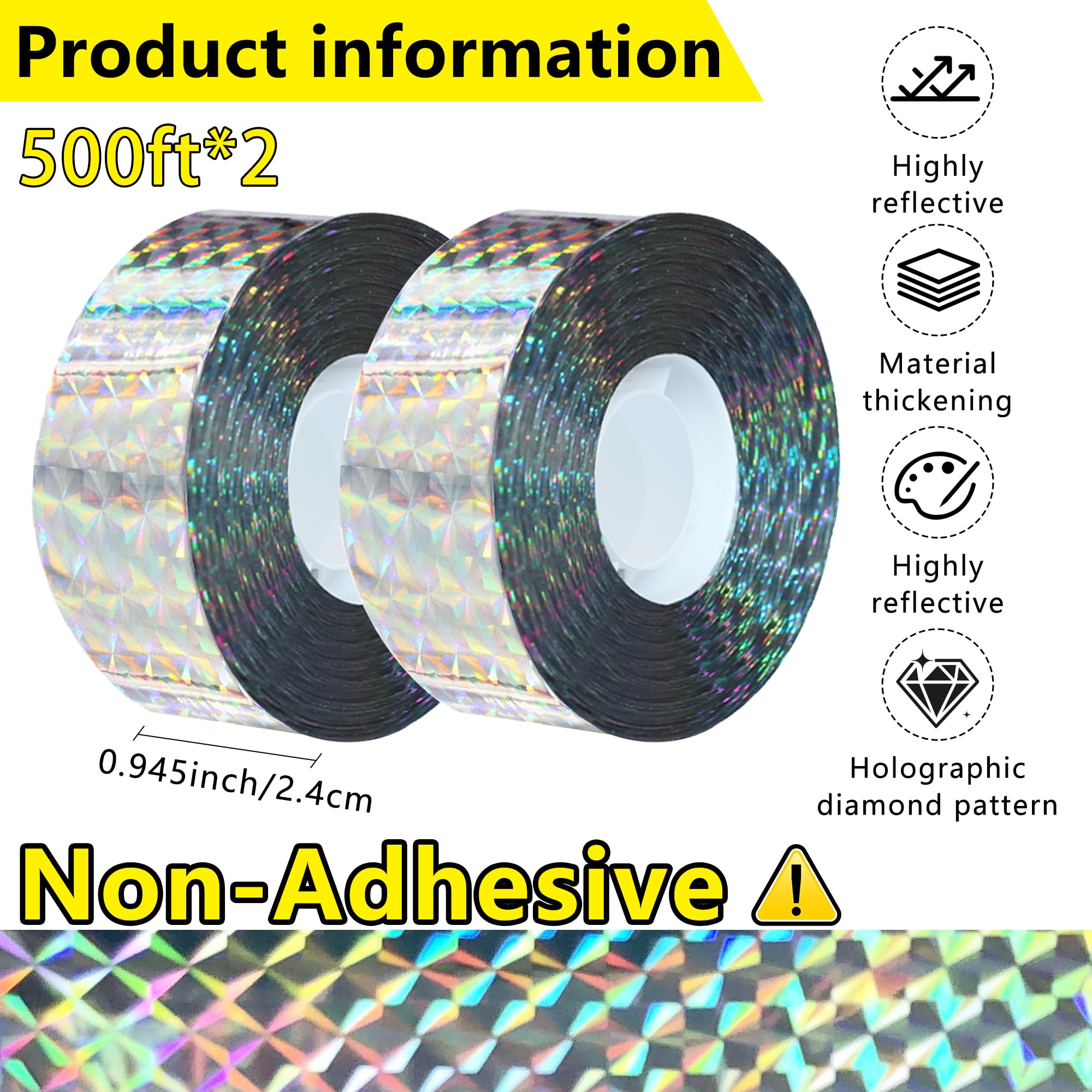 KOKMEYA bird scare tape reflects sunlight with bright colors to deter birds.