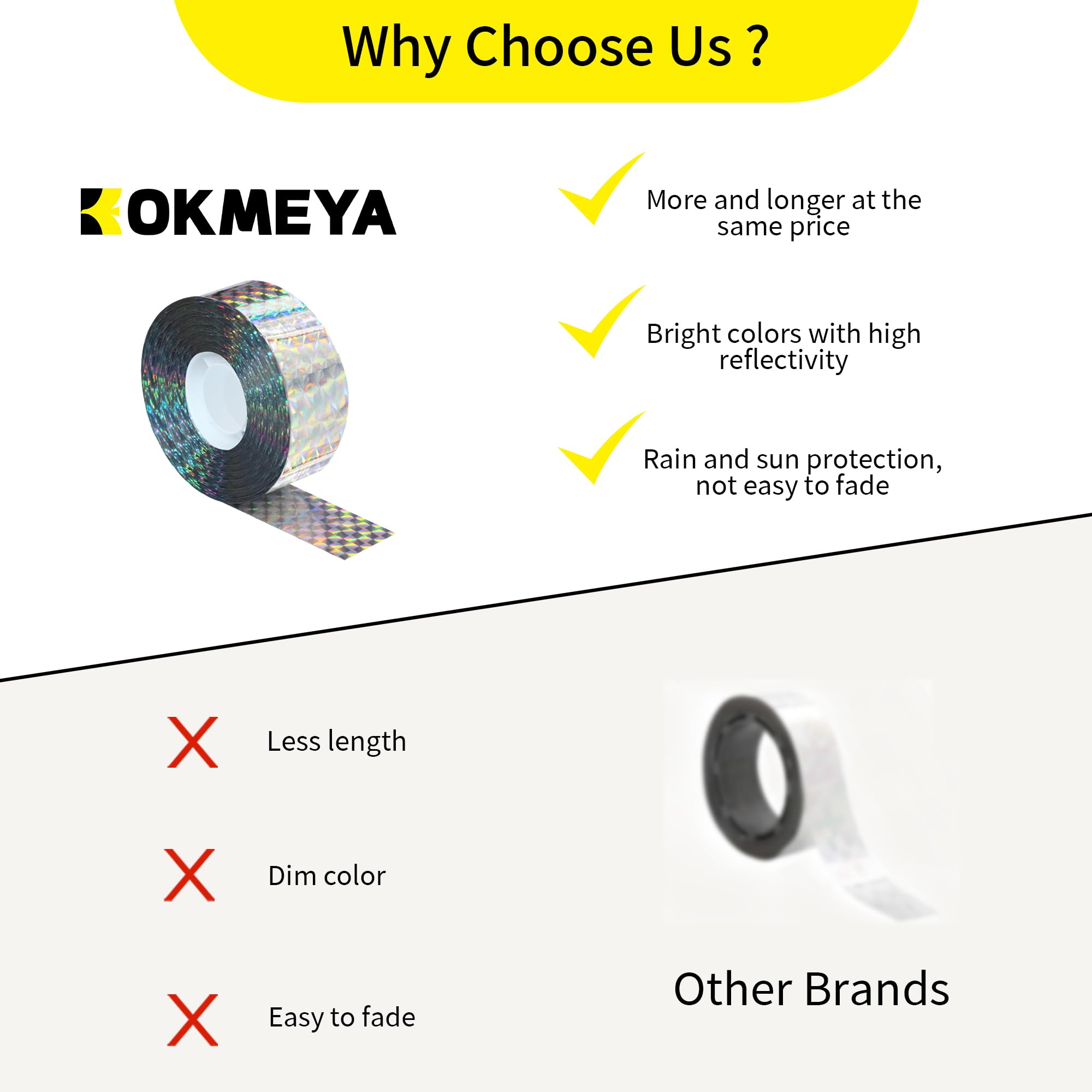 KOKMEYA tape roll provides long-lasting outdoor deterrence for gardens