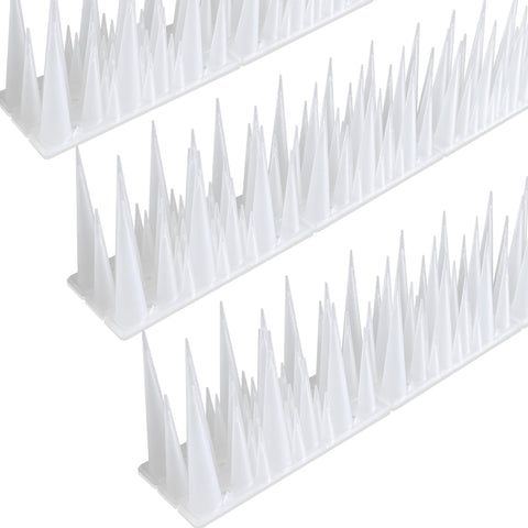 KOKMEYA bird spikes mounted on a fence for outdoor deterrence against pigeons