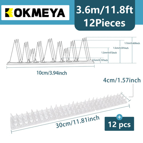 KOKMEYA clear plastic spikes show durable material for outdoor use.