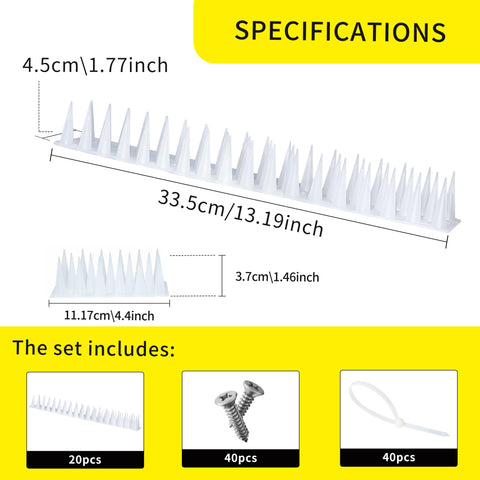 KOKMEYA Bird Spikes close-up shows UV-resistant, durable plastic.