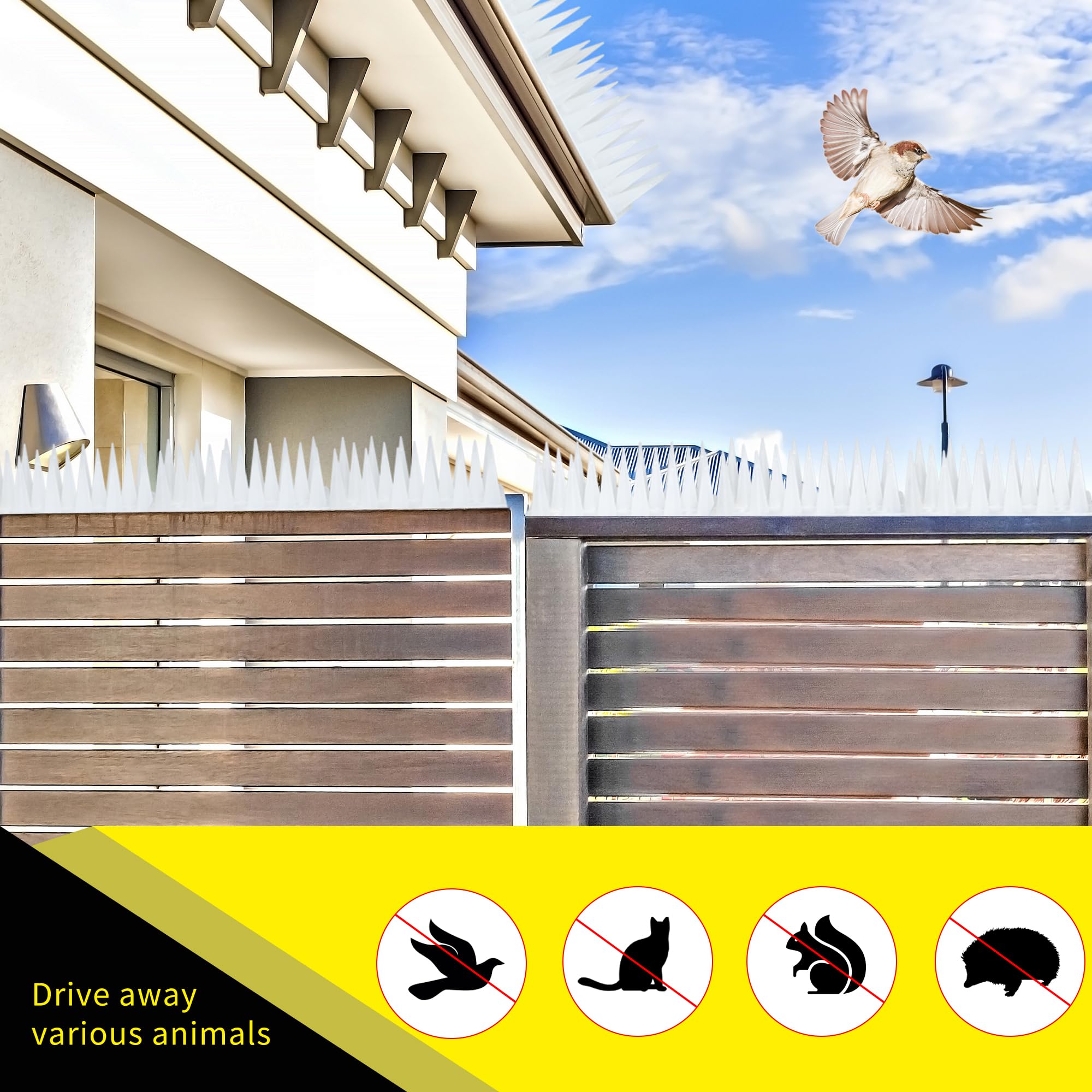 KOKMEYA Bird Deterrent Spikes set includes 40 ties and screws.
