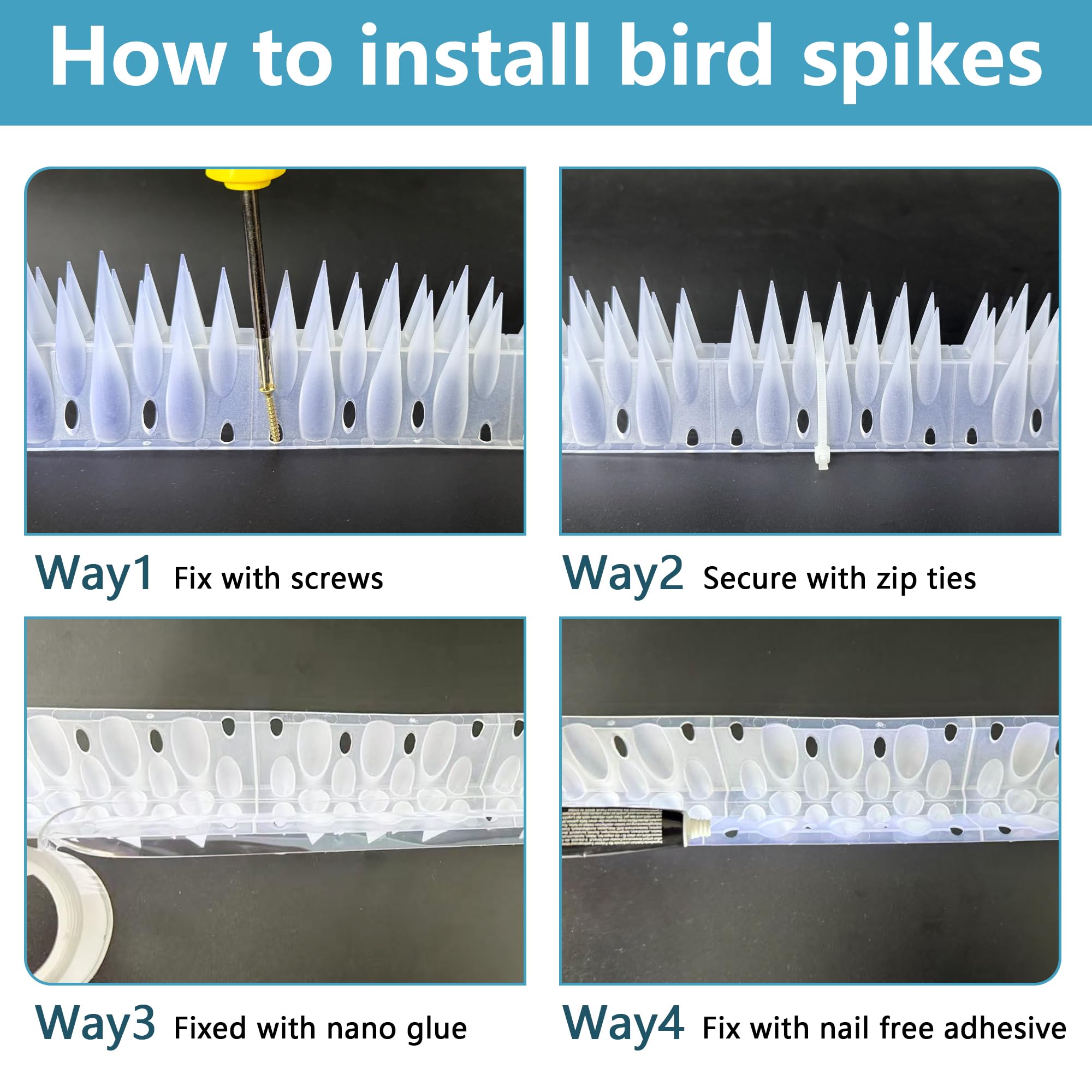 KOKMEYA Bird Spikes provide humane deterrence for perching and nesting