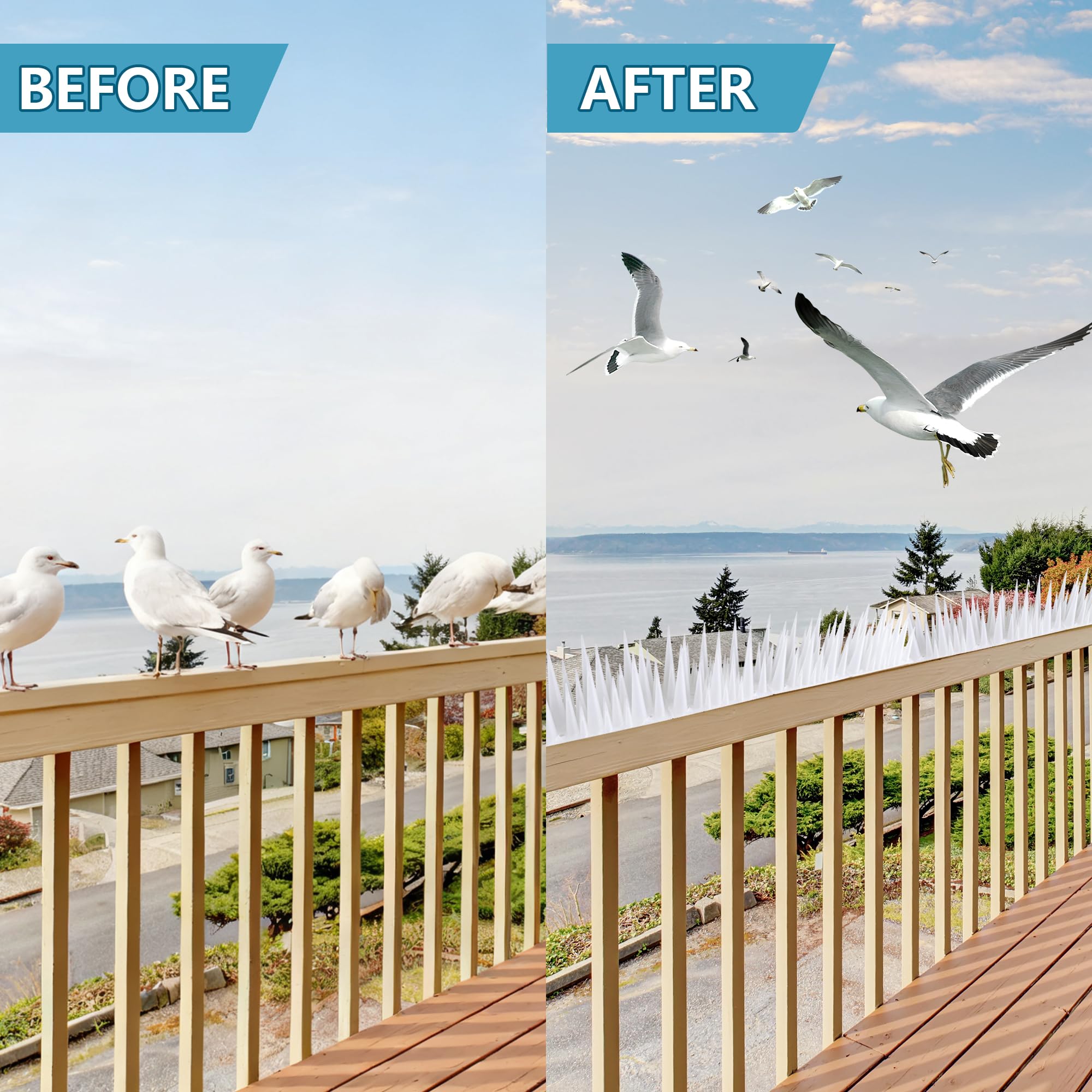 KOKMEYA spikes deter nesting by pigeons and woodpeckers