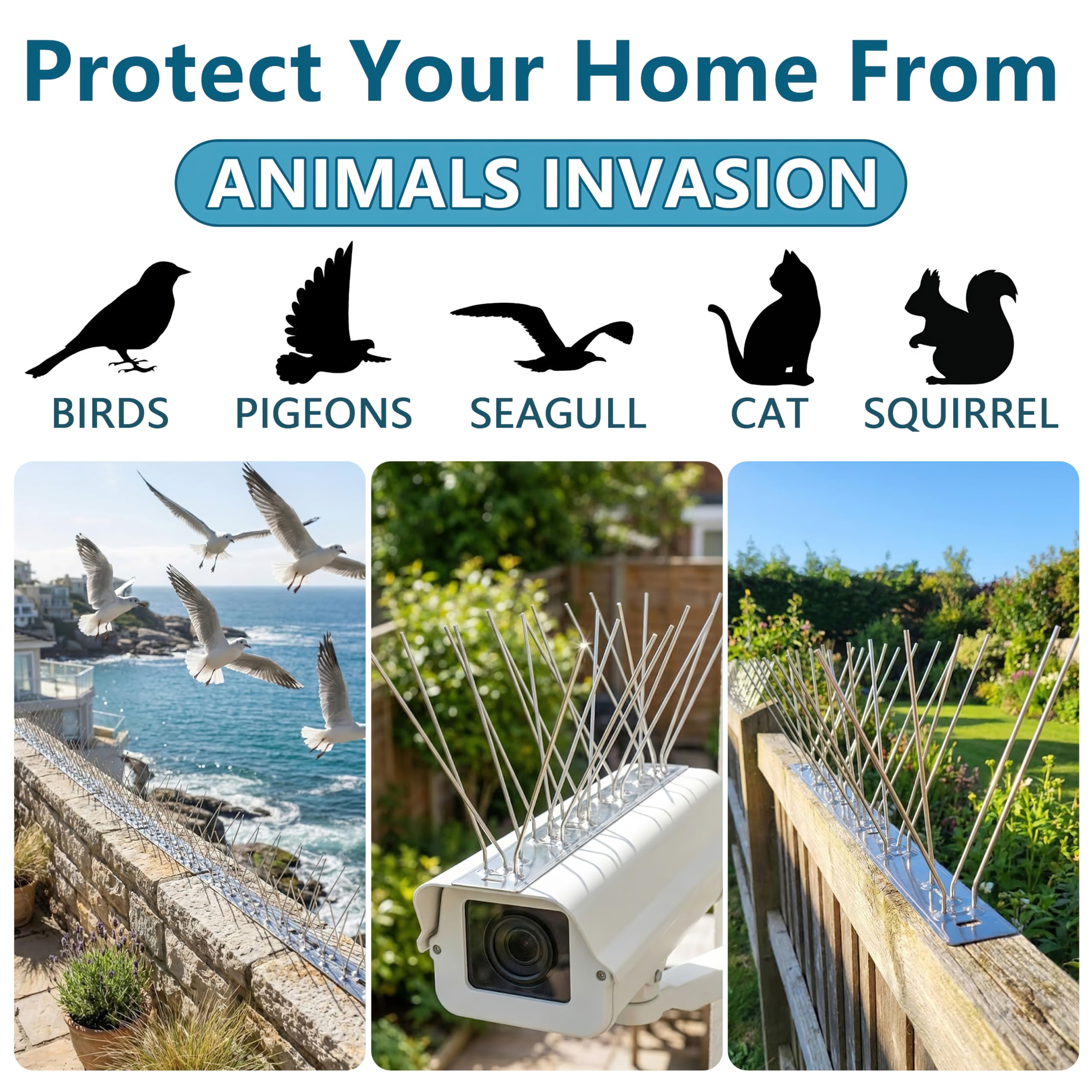 KOKMEYA durable spikes create a tidy, animal-free outdoor space