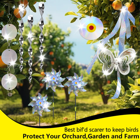 KOKMEYA silver gradient butterfly wind spinner adds shimmering deterrence