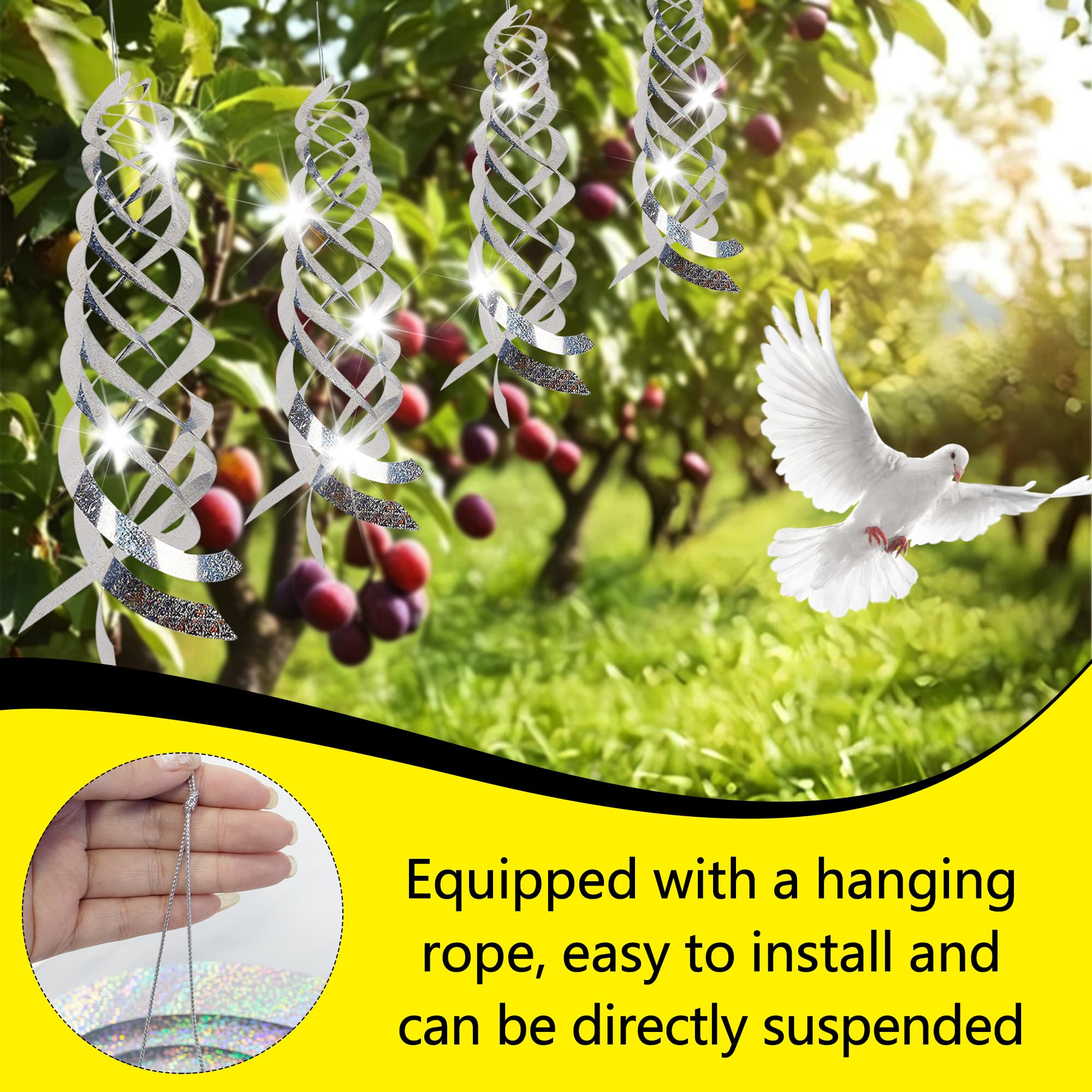 KOKMEYA bird deterrent spiral reflects light to protect crops and plants