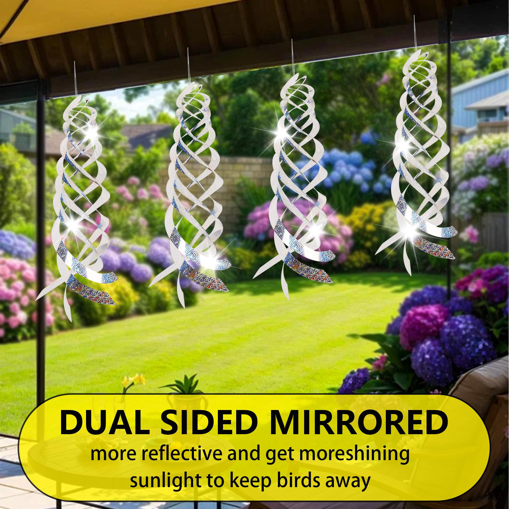 KOKMEYA 17.8 inch wind spinner enhances balcony aesthetics while repelling birds