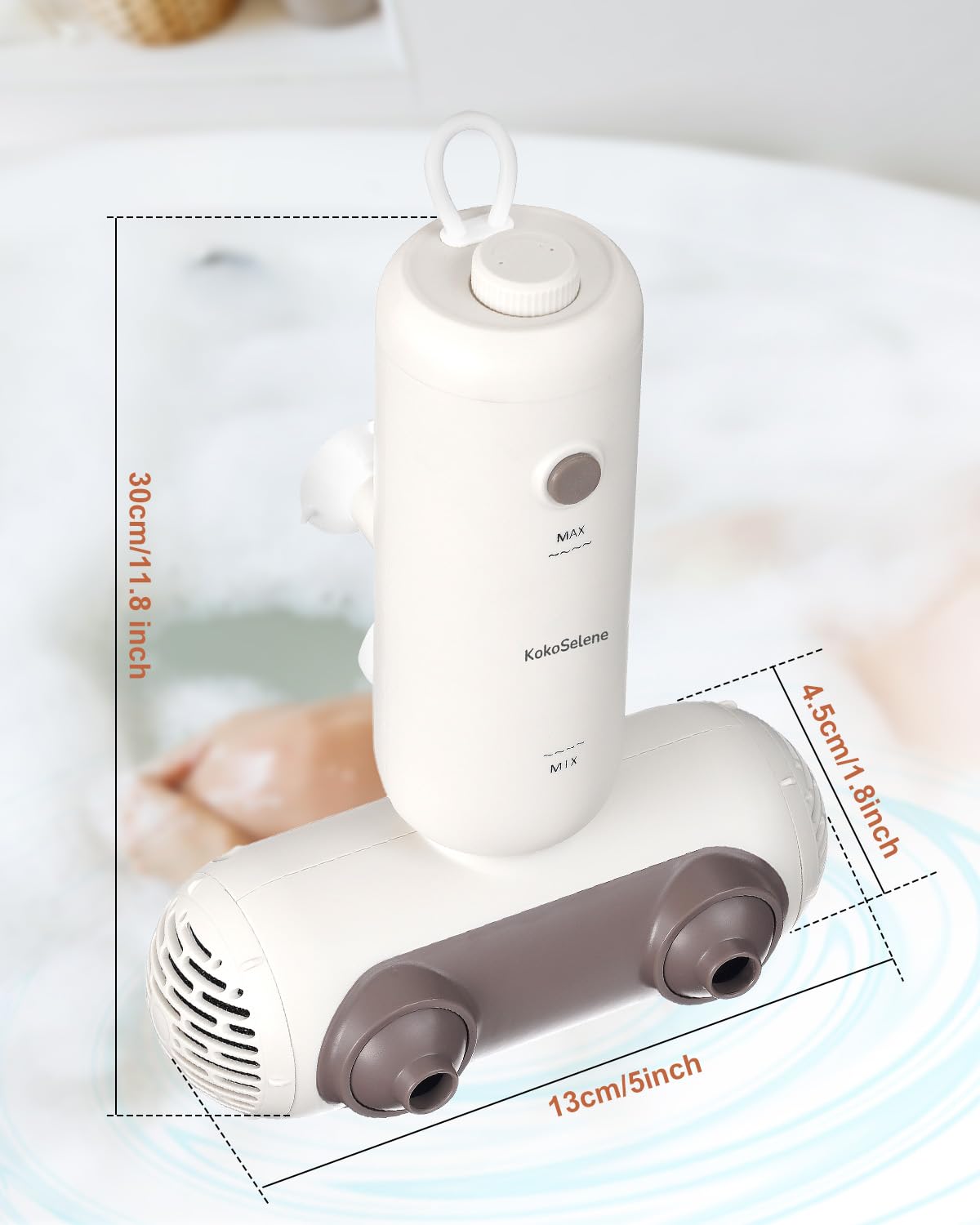 KokoSelene Bath Jets two swivel jets adjustable for precise targeting