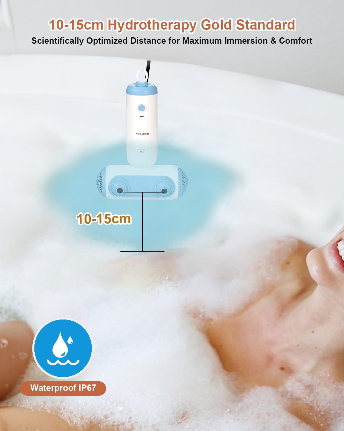 KokoSelene Bubble-Fusion mode creates self-aerating bubbles for a soft massage.
