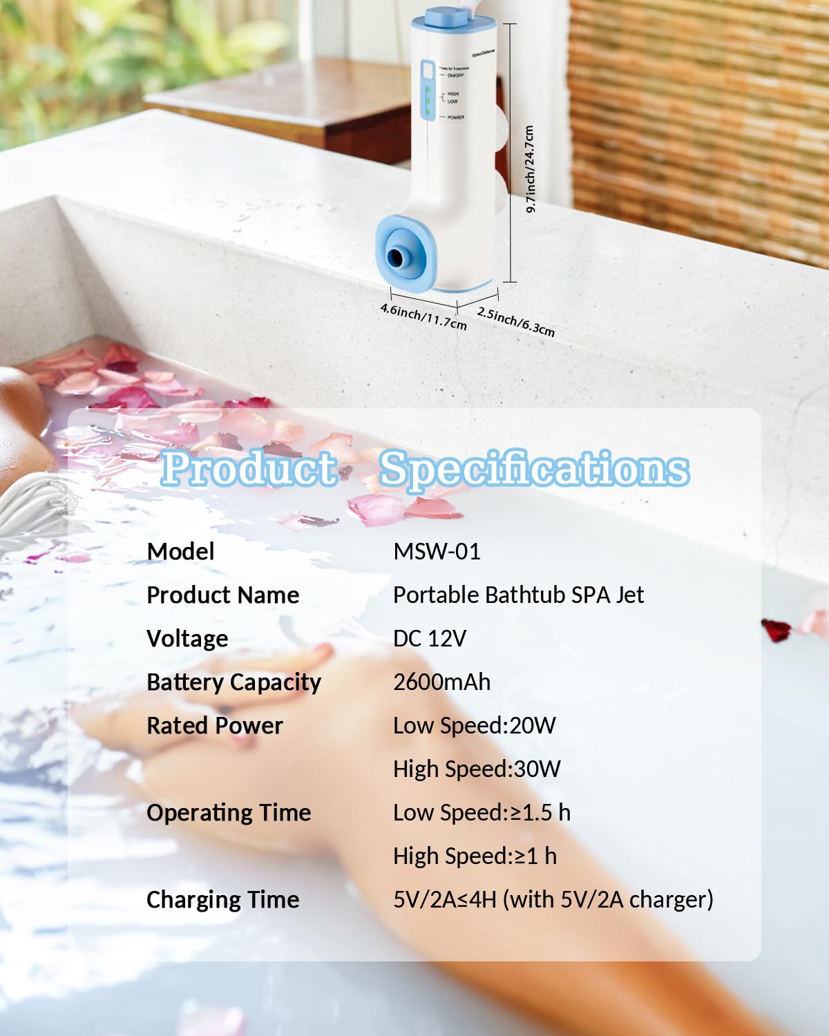 KokoSelene flowing jets mode targets deeper muscle areas for focused relief.
