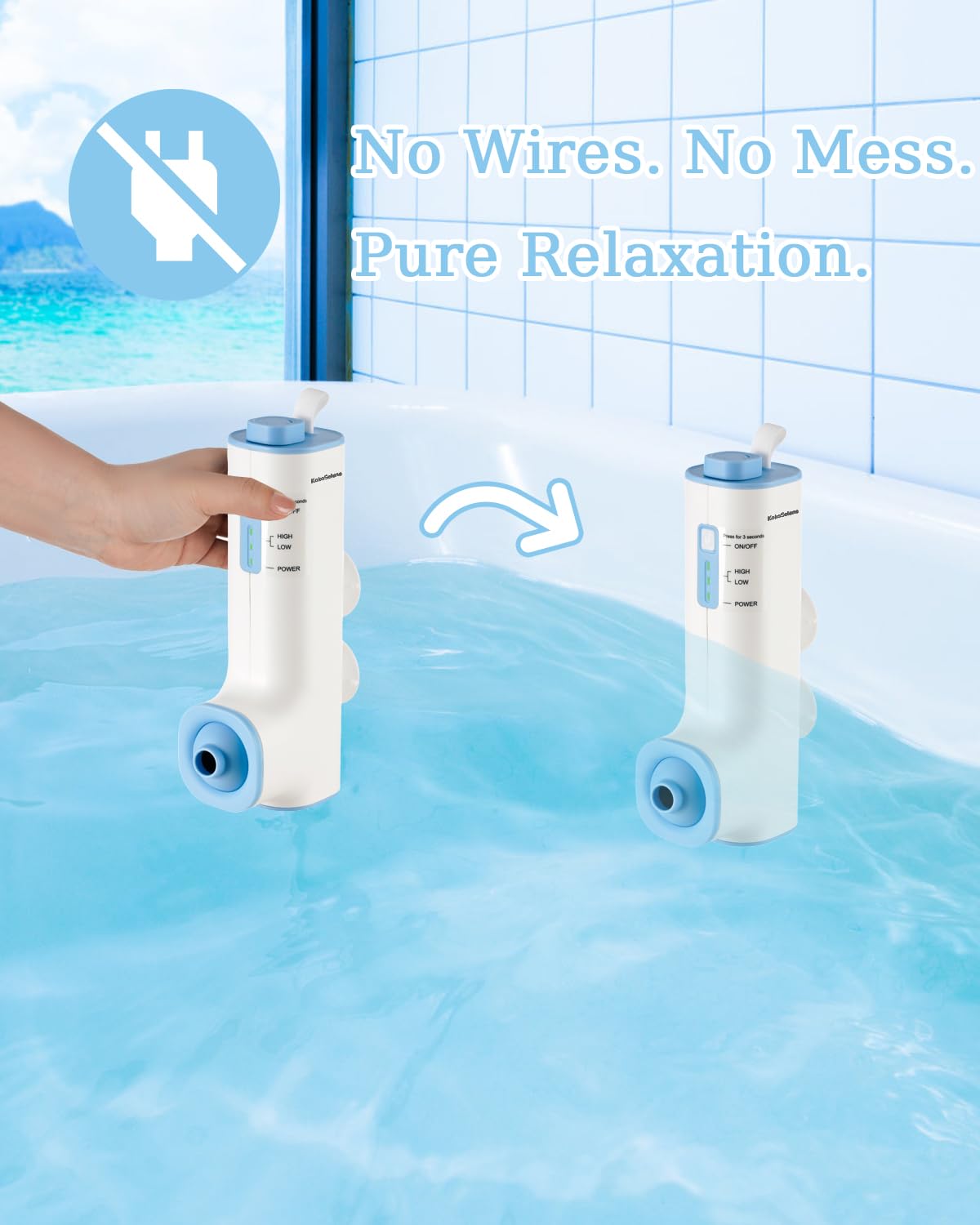 KokoSelene blue-white design complements any bathroom while enhancing relaxation routines.