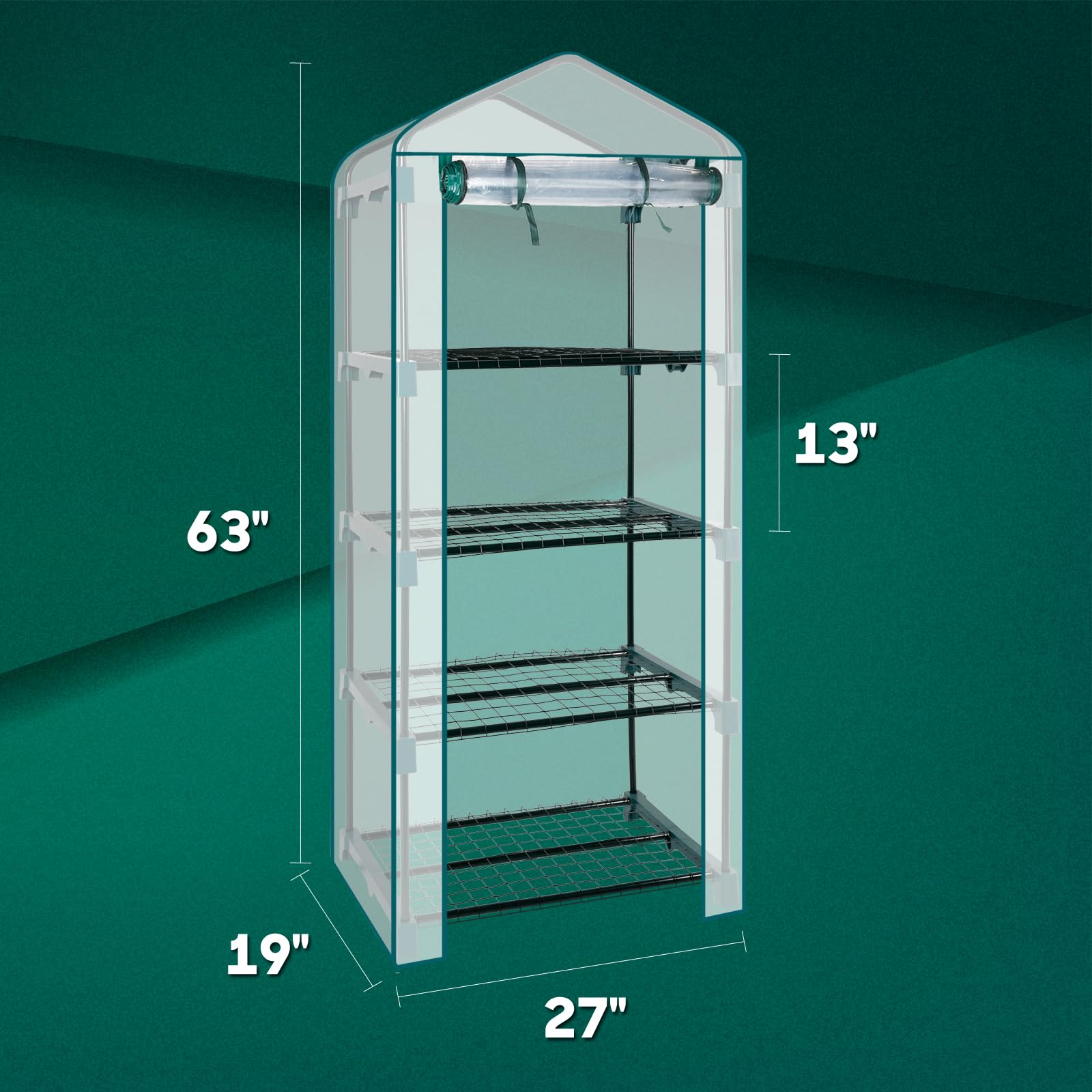 KOL 4-Tier Mini Greenhouse compact shelving for seedlings and herbs.