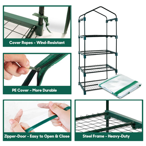 KOL 4-Tier Mini Greenhouse space-saving setup fits balconies and patios.