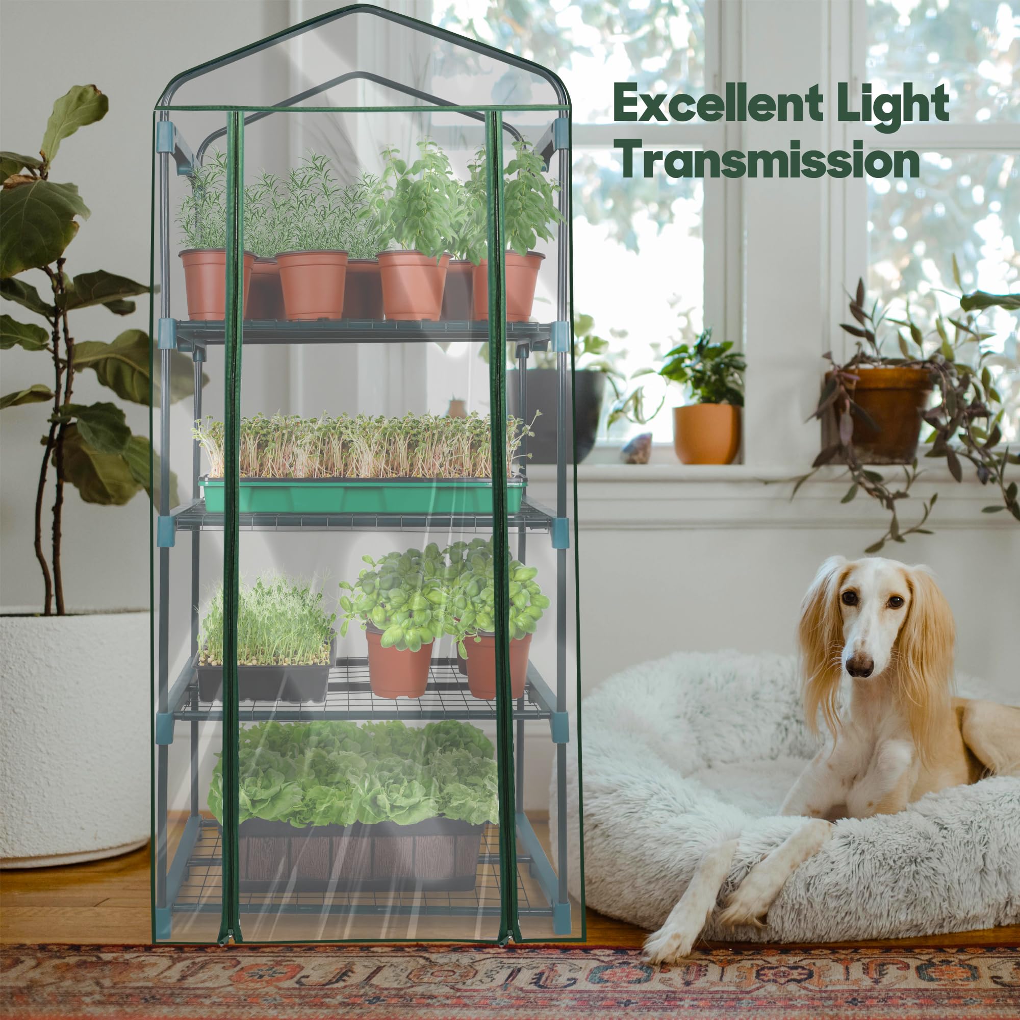 KOL 4-Tier Mini Greenhouse steel frame provides portable seed starting solution.