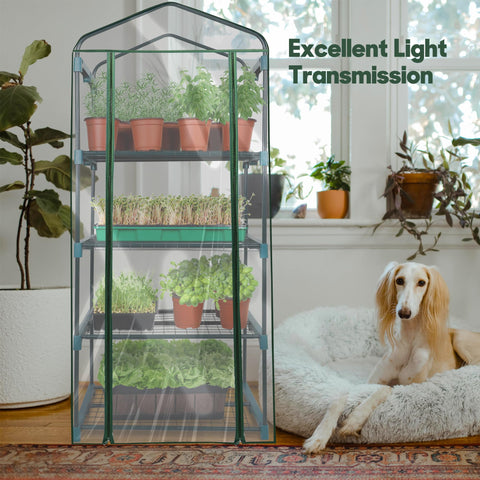 KOL 4-Tier Mini Greenhouse steel frame provides portable seed starting solution.
