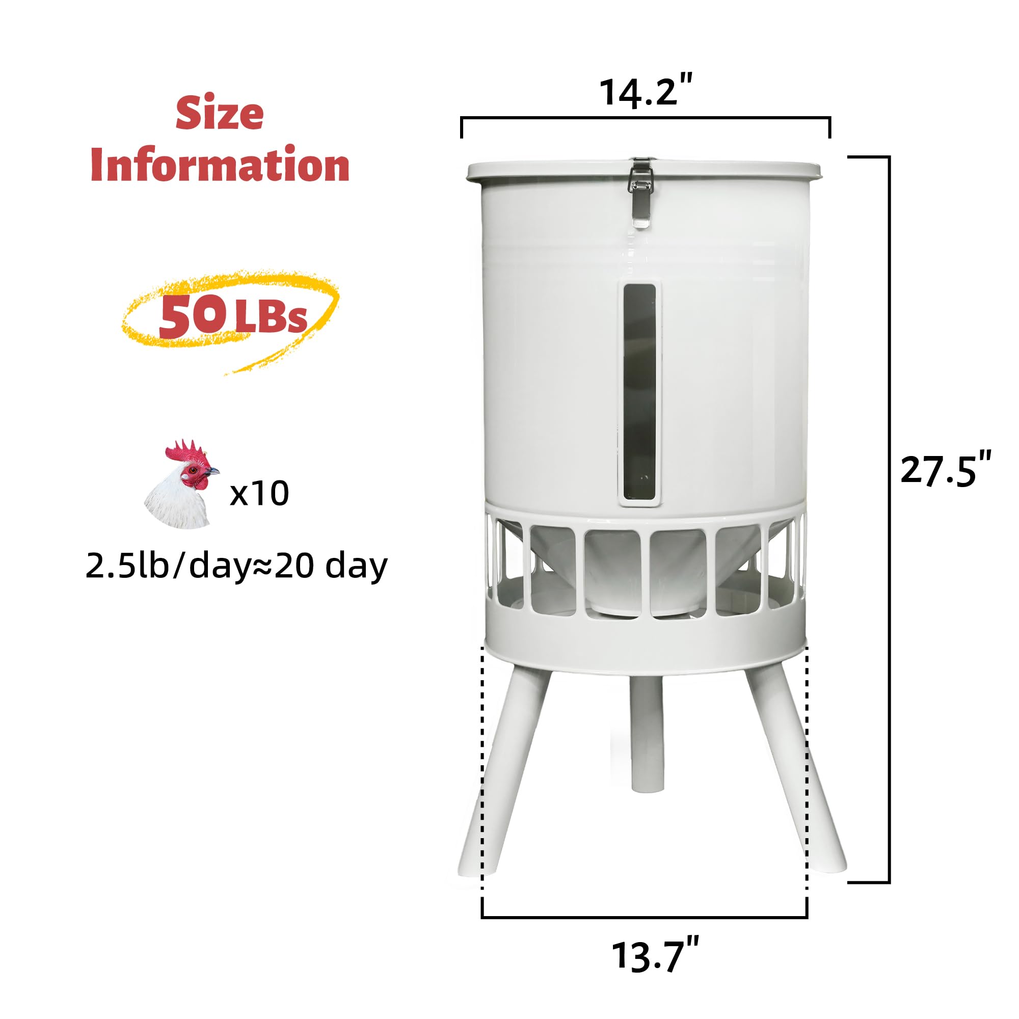KOL 50LB cylindrical design for easy cleaning in coop