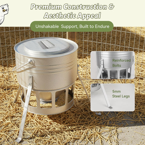 KOL chicken feeder with 12 ports for organized feeding across a flock.
