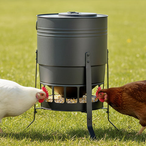 KOL chicken feeder no waste with 50lb capacity reduces refills in busy coops.