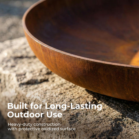 KOL Fire Pit 27.5-inch diameter provides ample space for logs and longer burns.