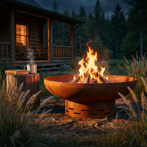 KOL Fire Pit protective oxide finish helps resist weather and heat.