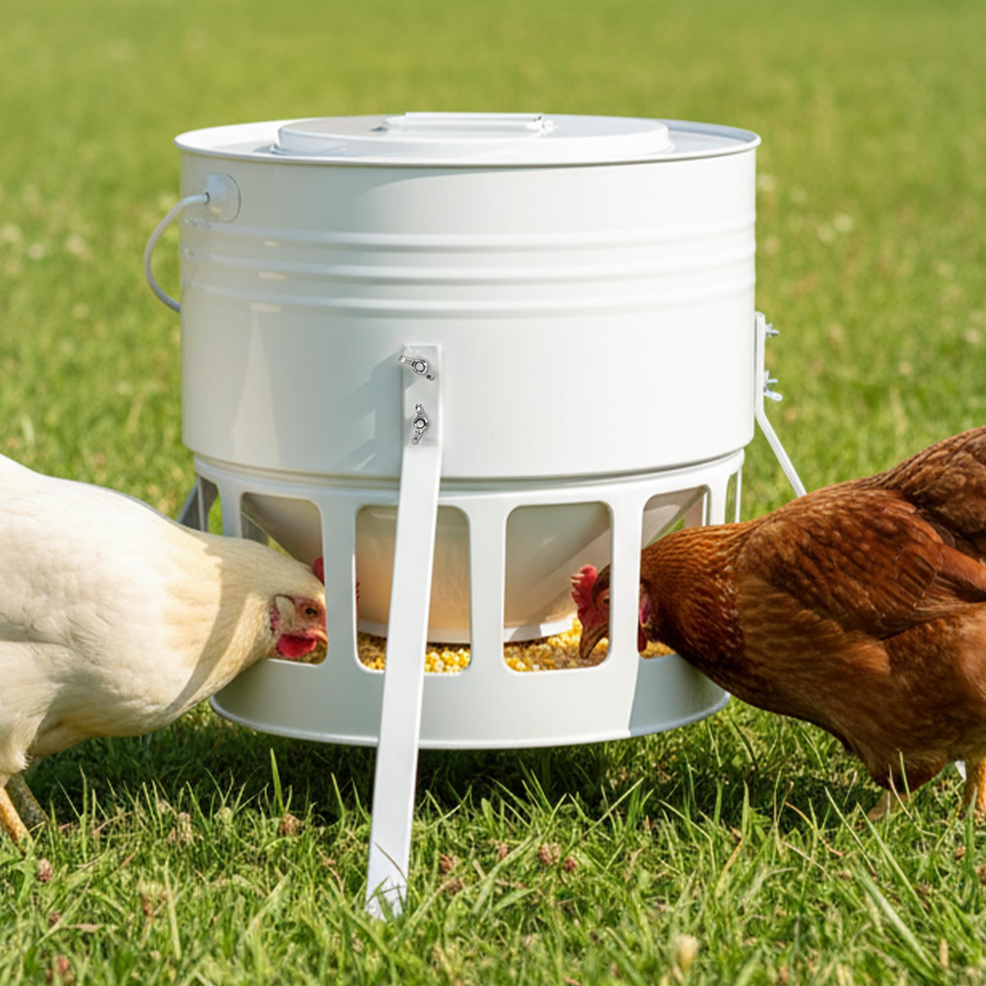 KOL Metal Chicken Feeder with 20lbs capacity supports larger flocks.