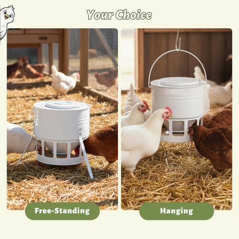 Ground-mount design keeps feed clean and dry between sessions.