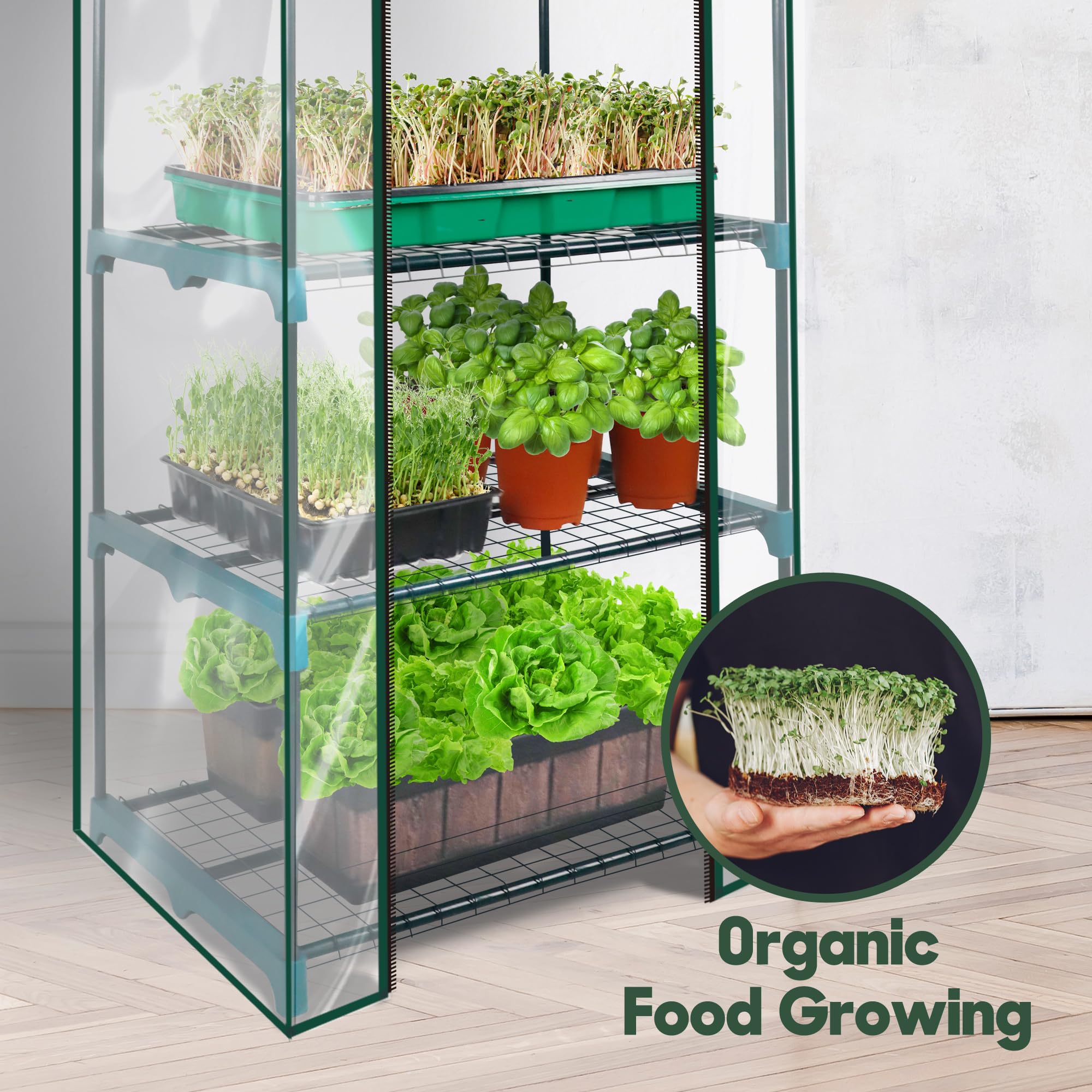 KOL racks support attachable grow lights for seedlings