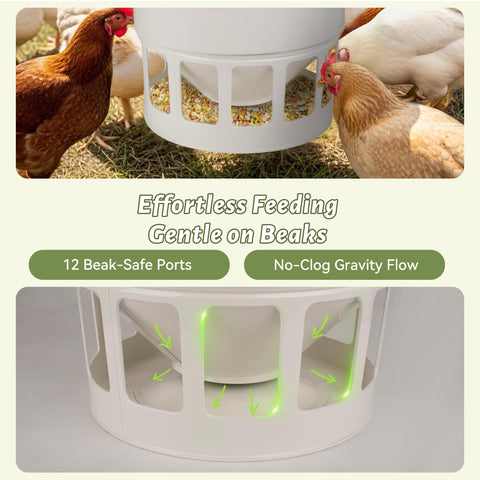 KOL spill-proof feeding design keeps feed clean and dry
