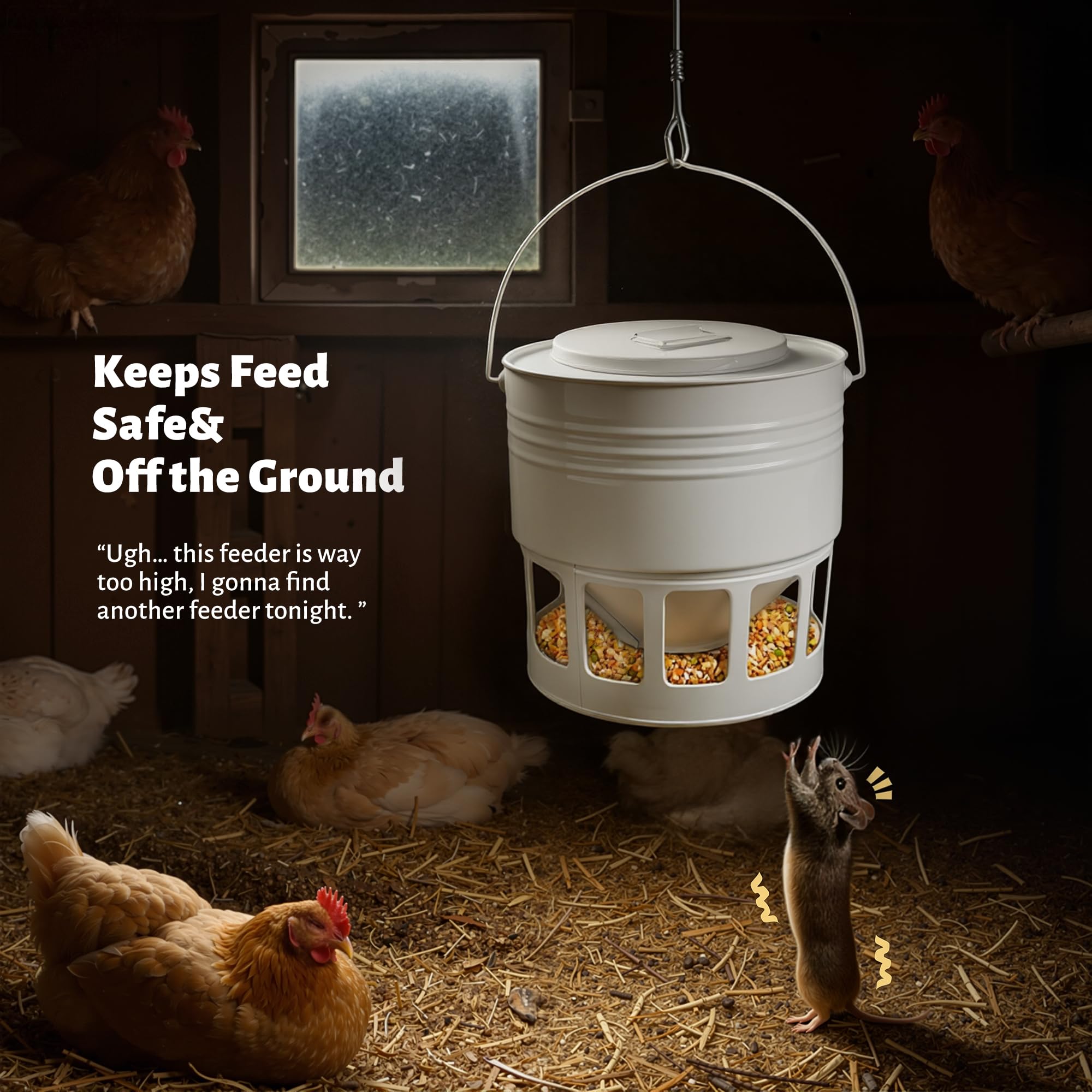 KOL universal height chicken feeder adapts to chicks, hens, and roosters
