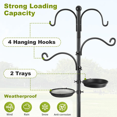 KOLAKO Bird Feeder Pole matte black finish complements outdoor decor.