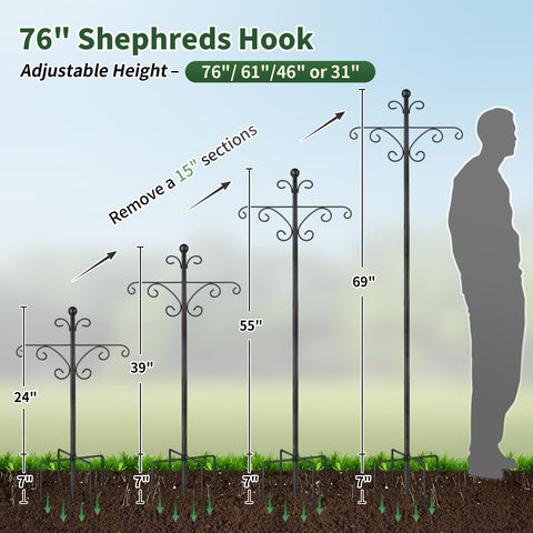 Kolako Shepherds Hook double arm design for extra hanging space.