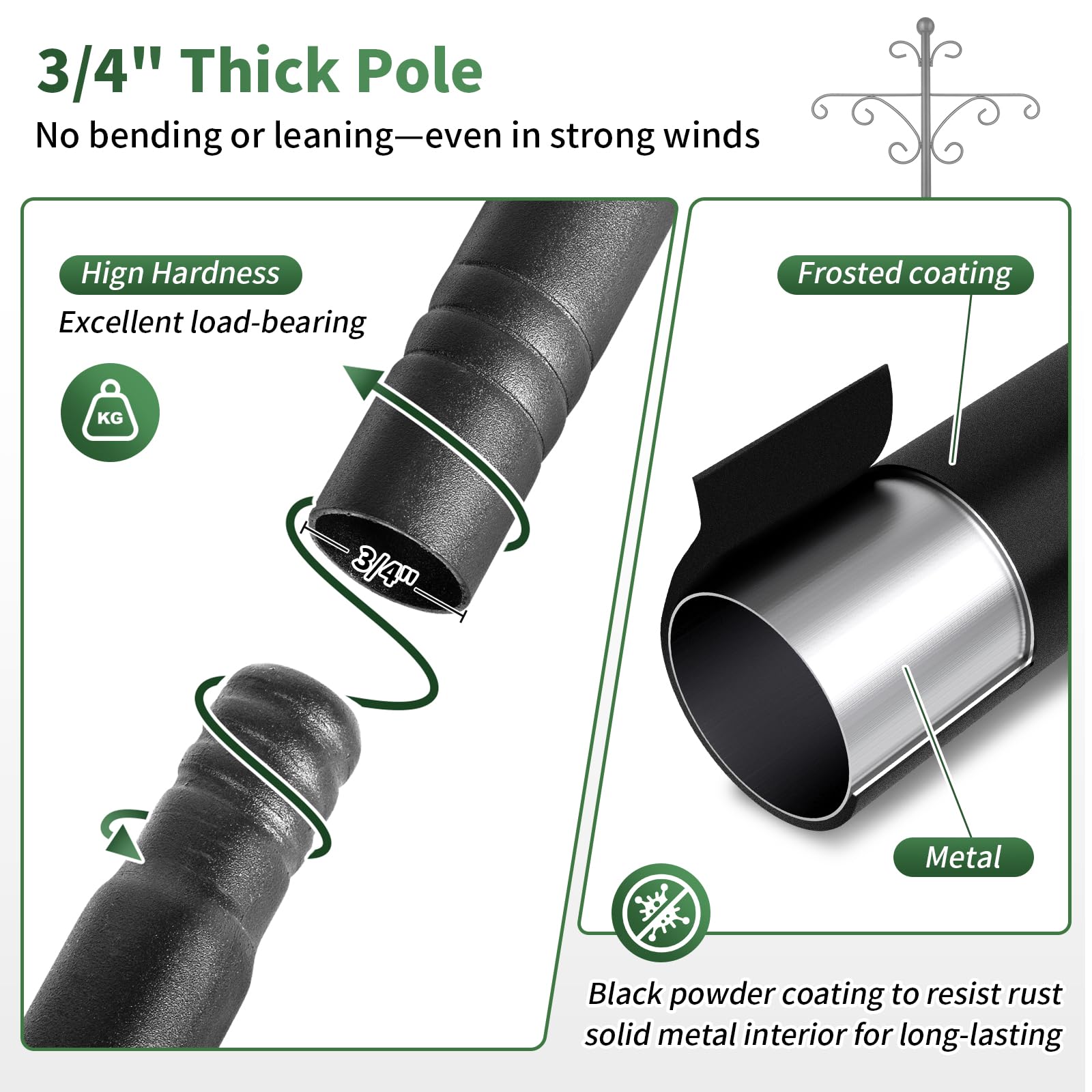 Kolako Shepherds Hook five-prong base delivers strong ground grip.