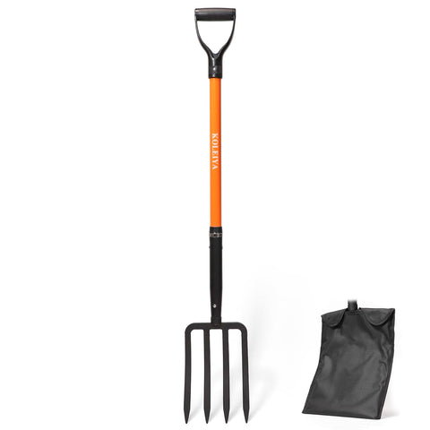 KOLEIYA 4-Tine Garden Fork for heavy-duty digging and aeration.