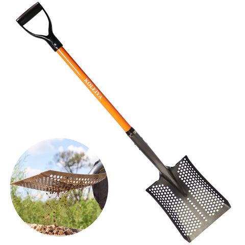 KOLEIYA 45in sand sifting shovel with orange handle for efficient soil screening