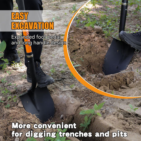 KOLEIYA 57-inch fiberglass handle offering ergonomic grip and reduced back strain.
