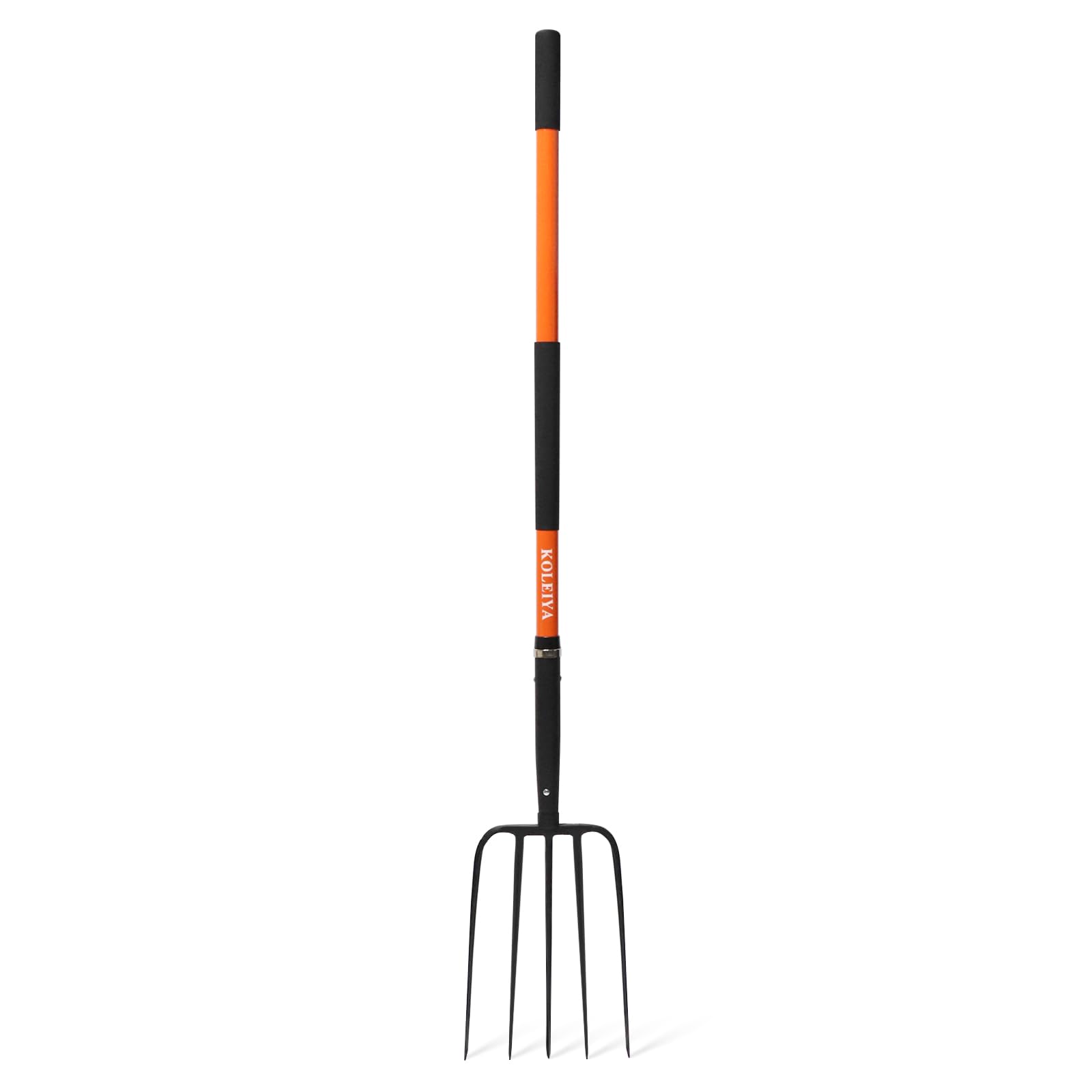 KOLEIYA 57-inch pitchfork with manganese steel teeth for durable compost turning.
